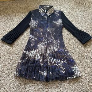 Lindi Accordion Pleat Bubble-Sleeve/Flare Dress Tunic Boho Whimsigoth Women Sz S